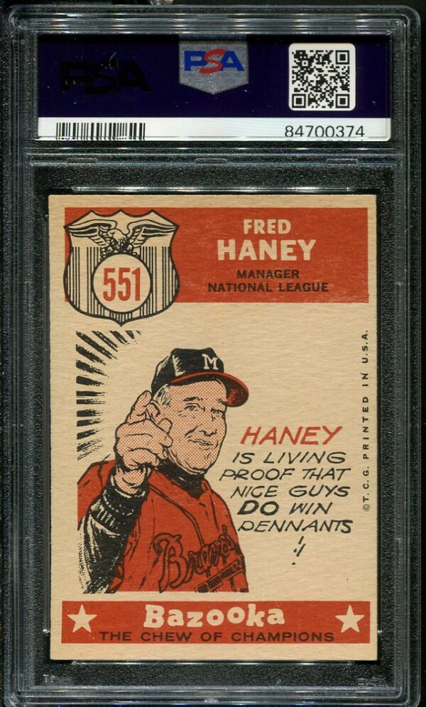 Authentic 1959 Topps #551 Fred Haney PSA 6 Baseball Card