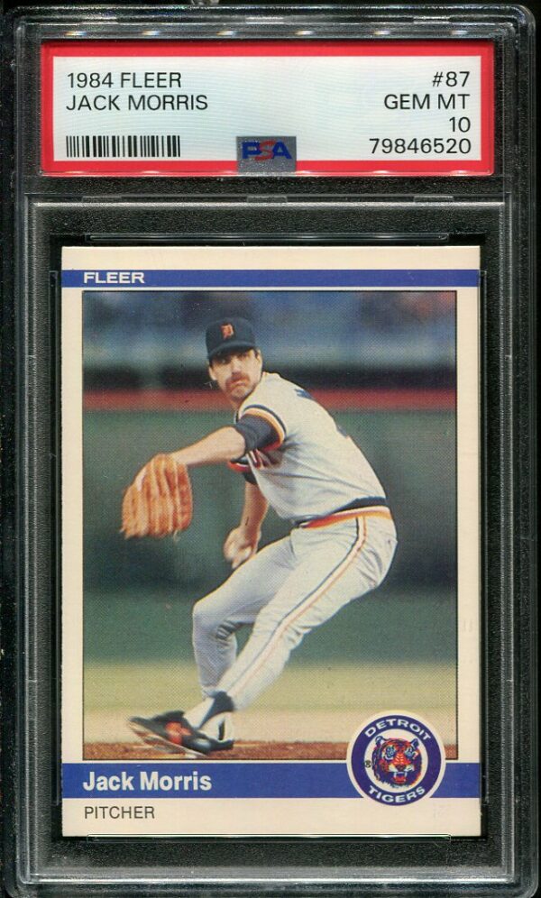 Authentic 1984 Fleer #87 Jack Morris PSA 10 Baseball Card