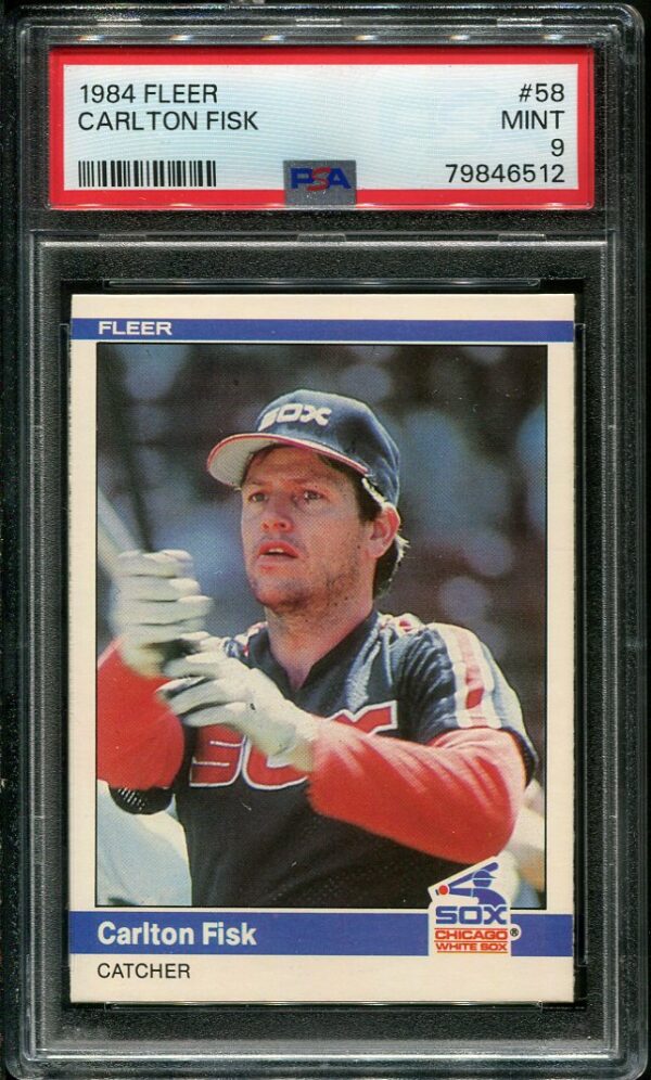 Authentic 1984 Fleer #58 Carlton Fisk PSA 9 Baseball Card