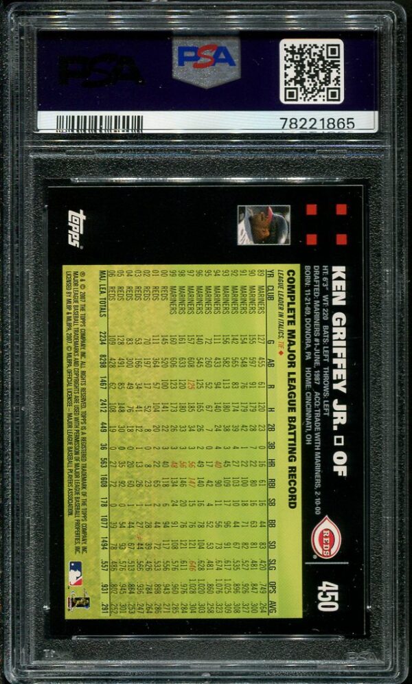 2007 Topps #450 Ken Griffey Jr PSA 9 Baseball Card