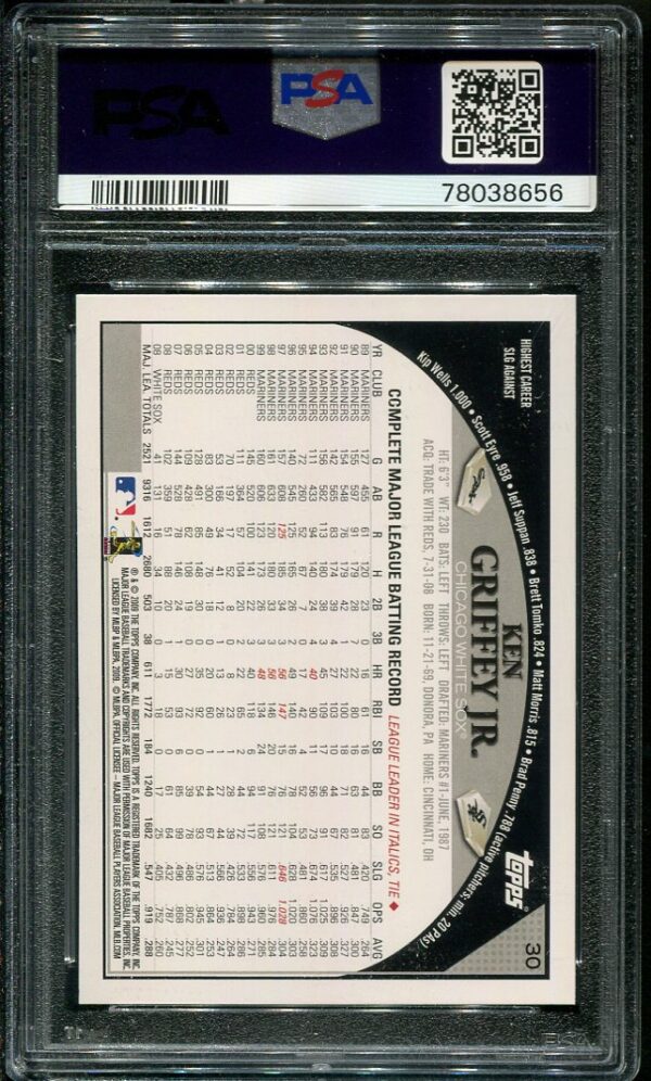 2009 Topps #30 Ken Griffey, Jr. PSA 10 Baseball Card