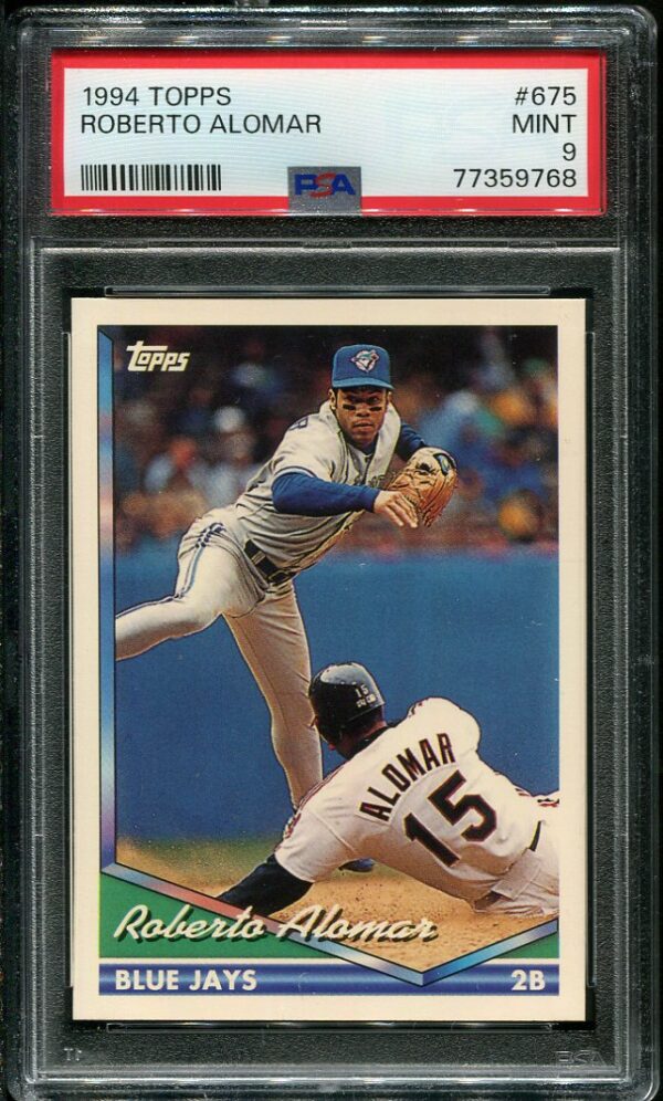 Authentic 1994 Topps #675 Roberto Alomar PSA 9 Baseball Card