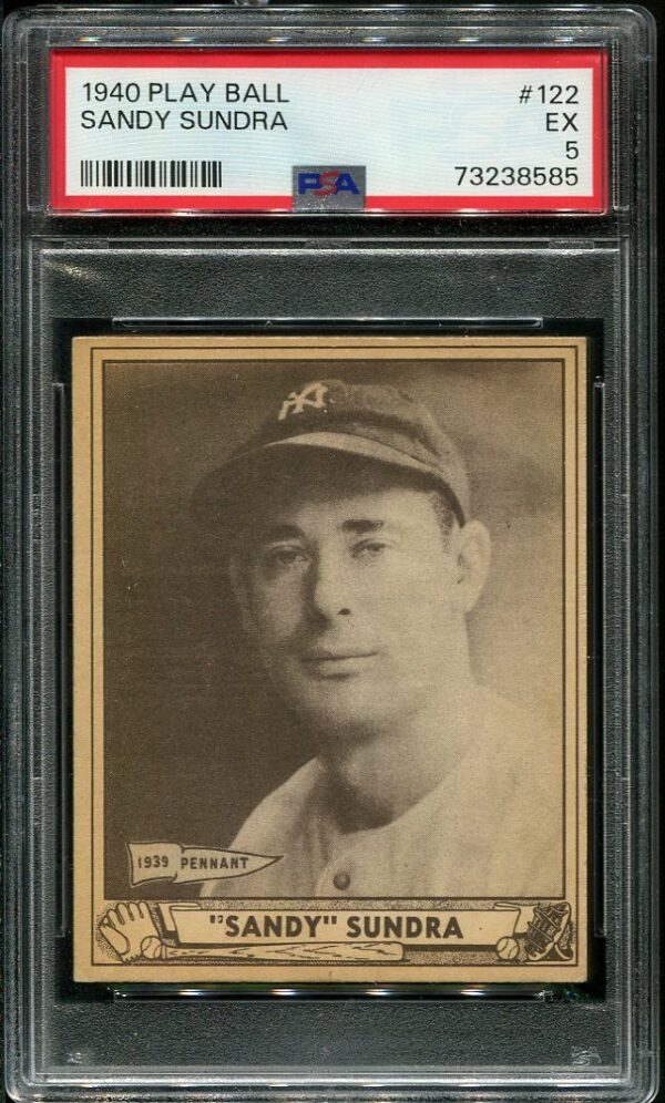 Authentic 1940 Play Ball #122 Sandy Sundra PSA 5 Baseball Card