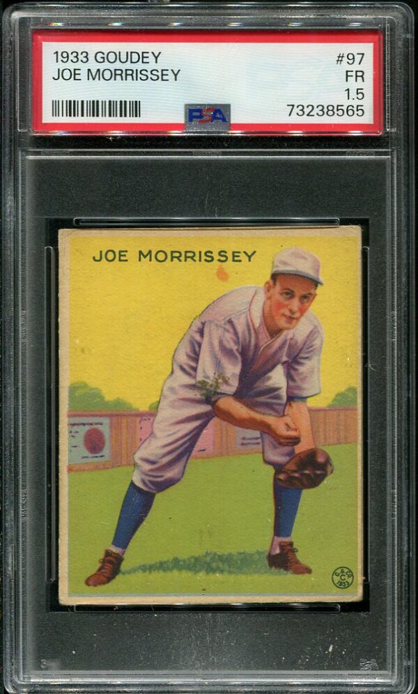 Authentic 1933 Goudey #97 Joe Morrissey PSA 1.5 Vintage Baseball Card