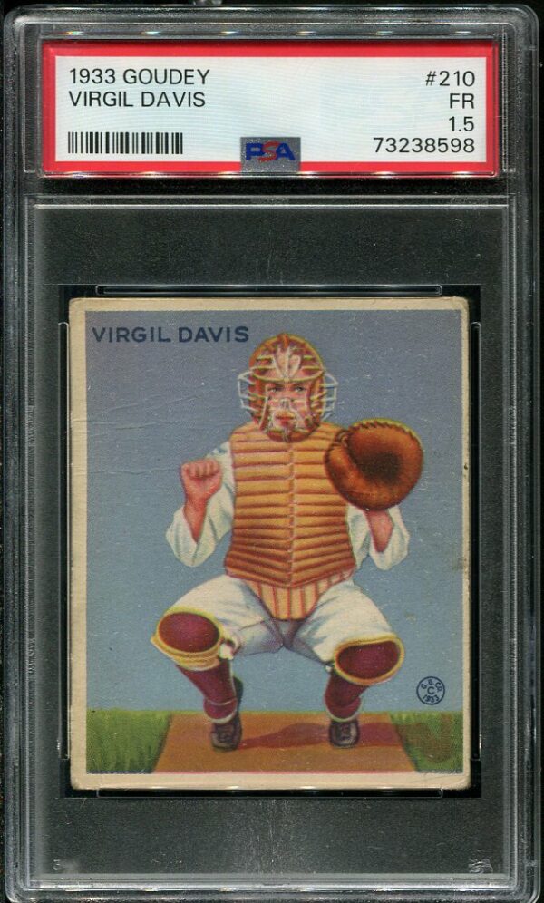 Authentic 1933 Goudey #210 Virgil Davis PSA 1.5 Vintage Baseball Card