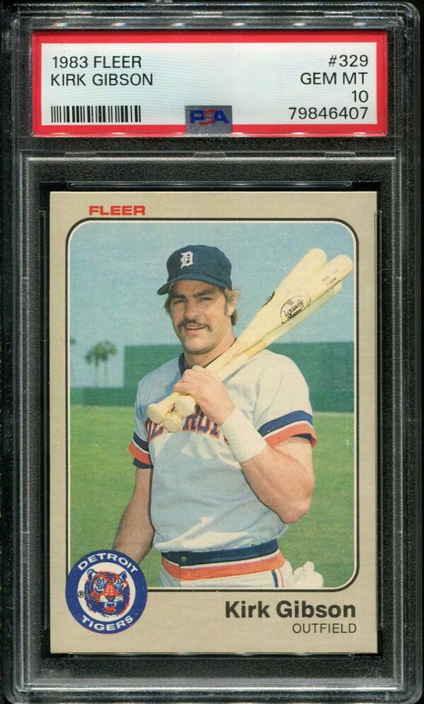 Authentic 1983 Fleer #329 Kirk Gibson PSA 10 Baseball Card