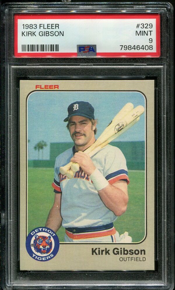 Authentic 1983 Fleer #329 Kirk Gibson PSA 9 Baseball Card -