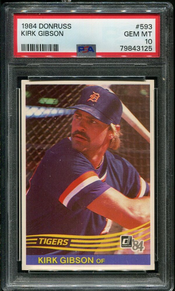 Authentic 1984 Donruss #593 Kirk Gibson PSA 10 Baseball Card