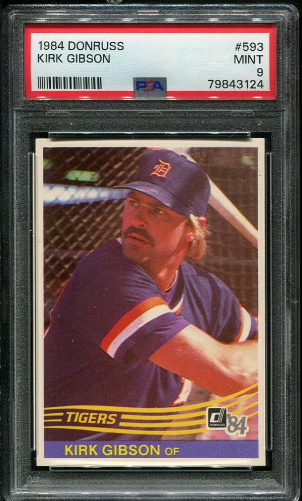 Authentic 1984 Donruss #593 Kirk Gibson PSA 9 Baseball Card