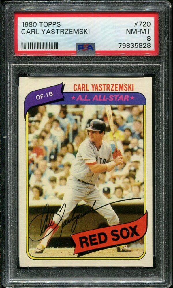 Authentic 1980 Topps #720 Carl Yastrzemski PSA 8 Baseball Card