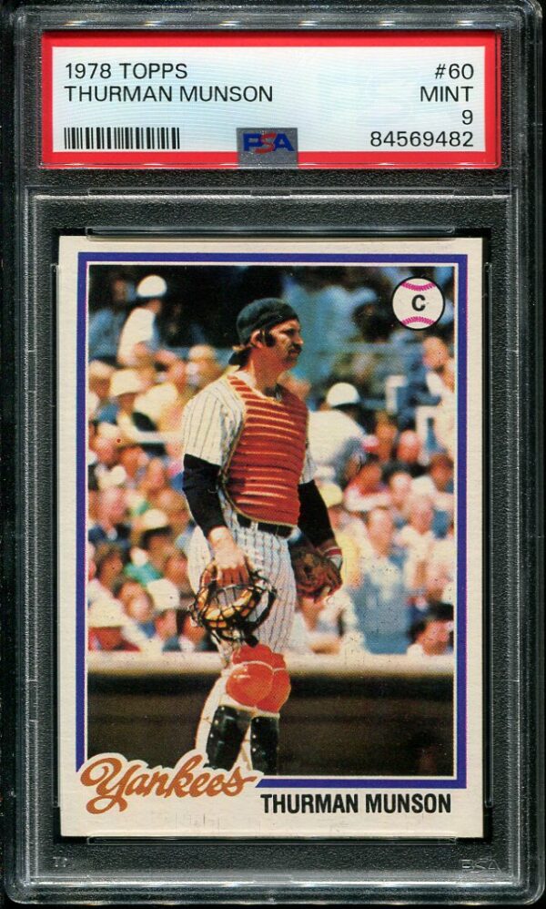 Authentic 1978 Topps #60 Thurman Munson PSA 9 Baseball Card