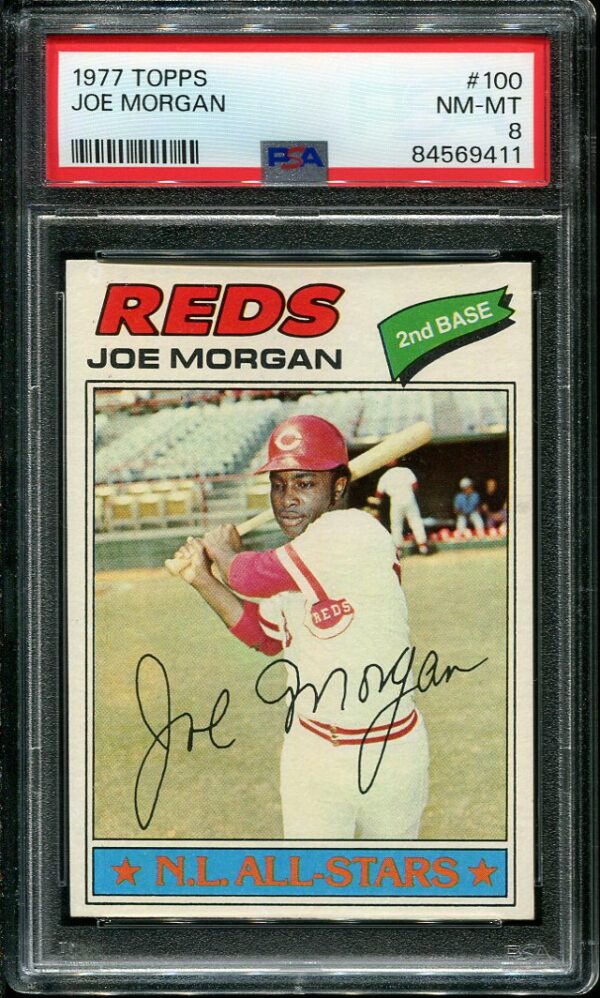 Authentic 1977 Topps #100 Joe Morgan PSA 8 Baseball Card