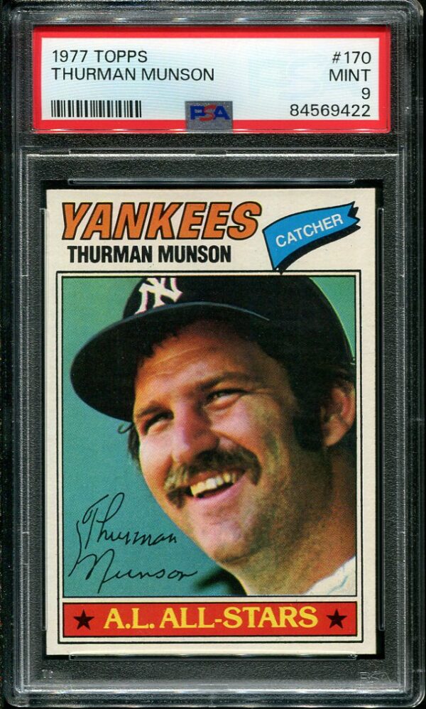 Authentic 1977 Topps #170 Thurman Munson PSA 9 Baseball Card