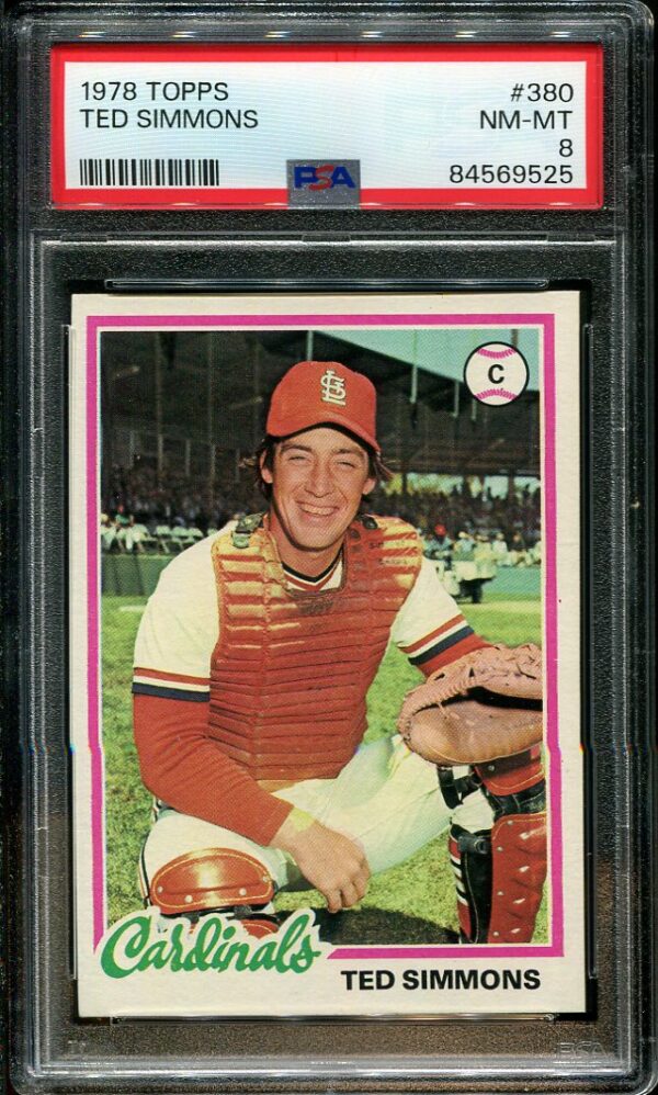 Authentic 1978 Topps #380 Ted Simmons PSA 8 Baseball Card