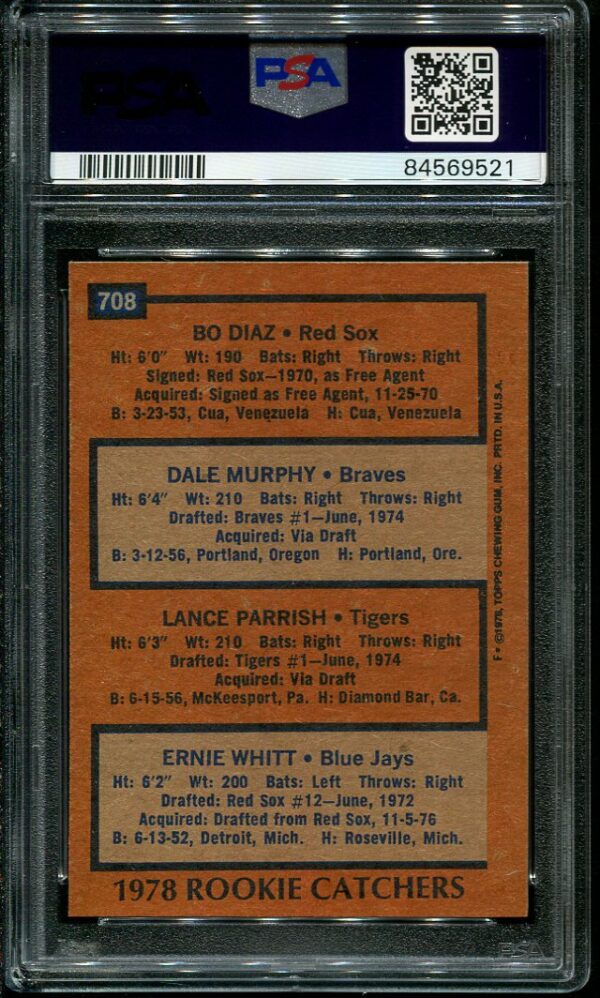Authentic 1978 Topps #708 Rookie Catchers PSA 7 Baseball Card