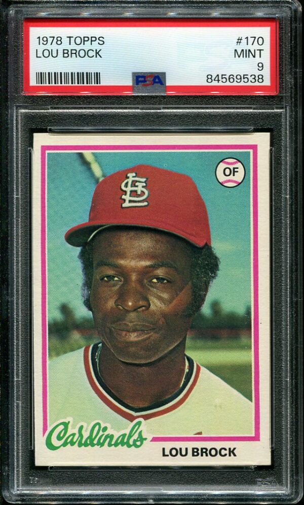 Authentic 1978 Topps #170 Lou Brock PSA 9 Baseball Card