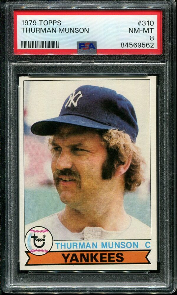 Authentic 1979 Topps #310 Thurman Munson PSA 8 Baseball Card
