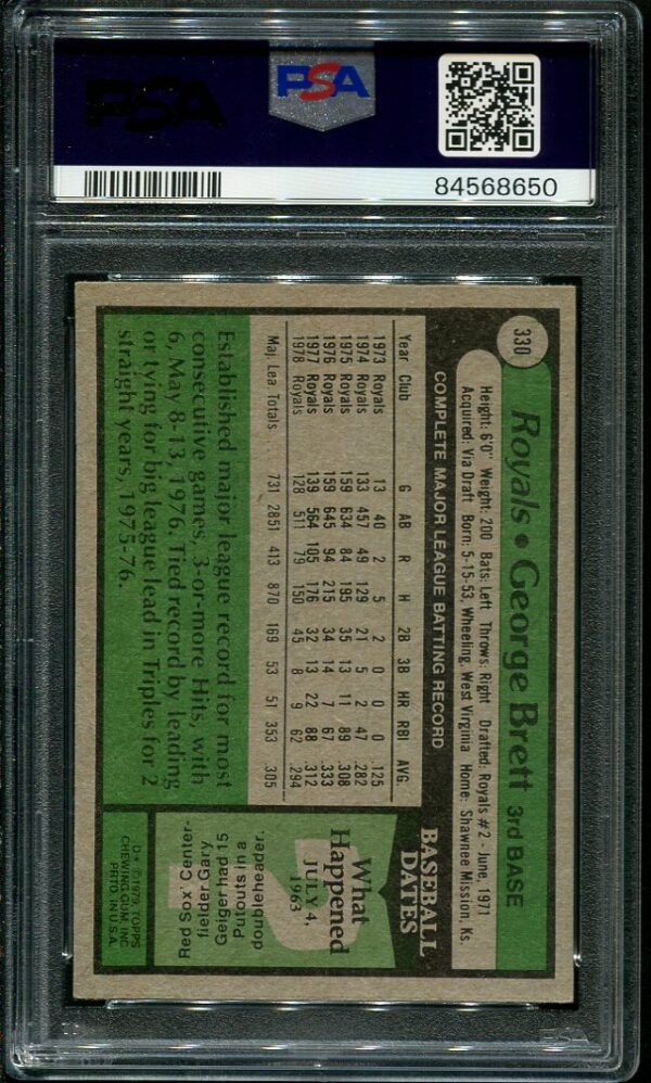 Authentic 1979 Topps #330 George Brett PSA 8 Baseball Card