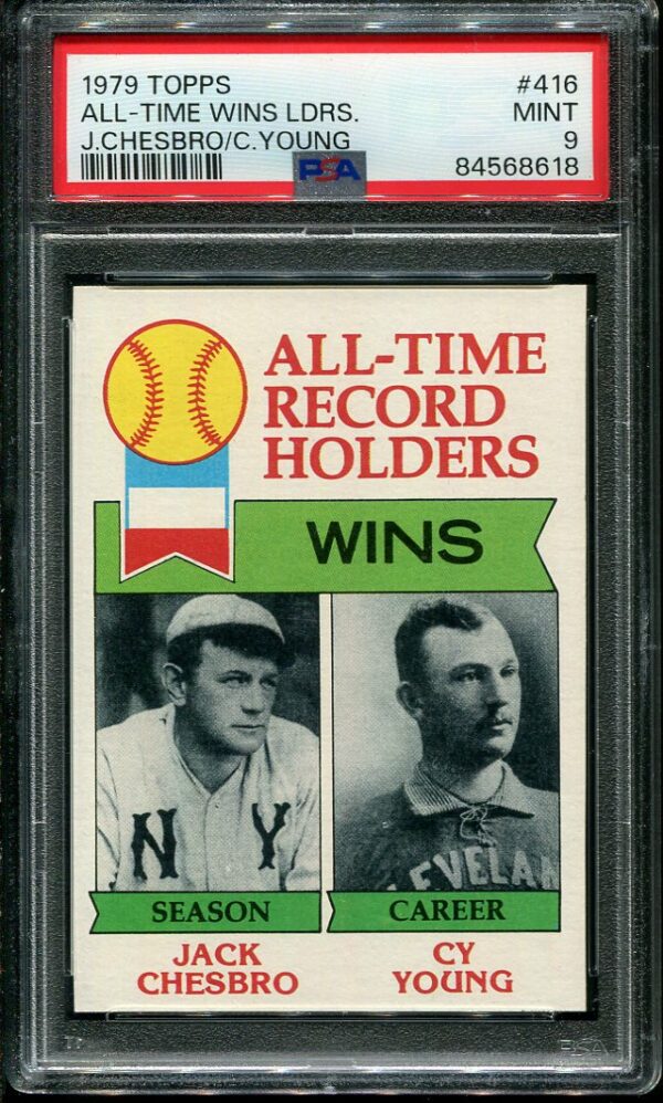 Authentic 1979 Topps #416 All-Time Wins Leaders PSA 9 Baseball Card