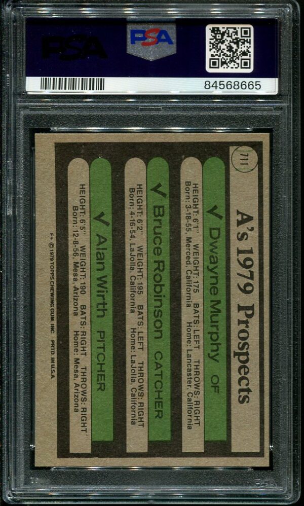 Authentic 1979 Topps #711 A's Prospects PSA 10 Baseball Card