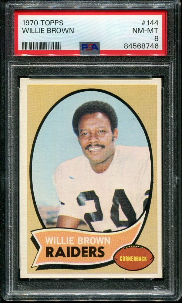Authentic 1970 Topps #144 Willie Brown PSA 8 Football Card