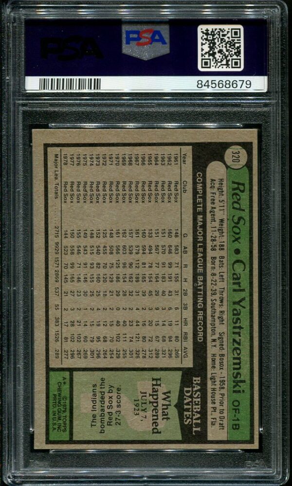 Authentic 1979 Topps #320 Carl Yastrzemski PSA 9 Baseball Card