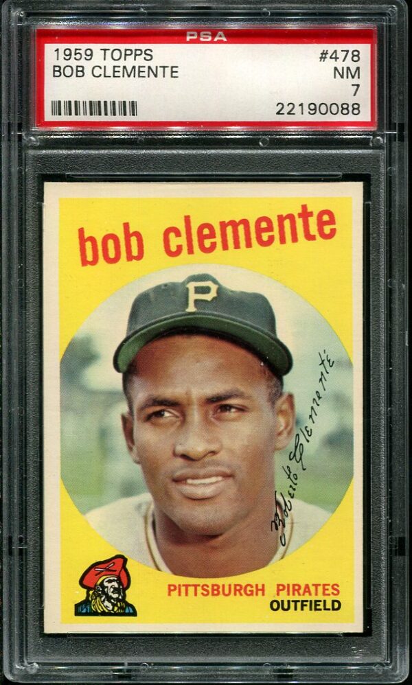 Authentic 1959 Topps #478 Roberto Clemente PSA 7 Baseball Card