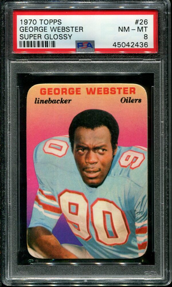 Authentic 1970 Topps Super Glossy #26 George Webster PSA 8 Football Card