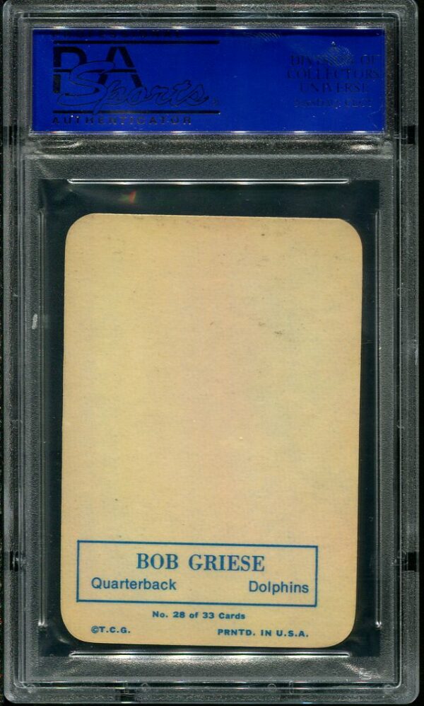 Authentic 1970 Topps Super Glossy #28 Bob Griese PSA 8 Football Card