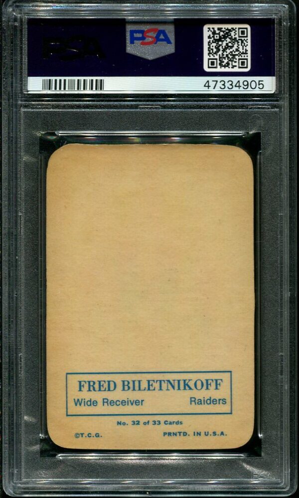 Authentic 1970 Topps Super Glossy #32 Fred Biletnikoff PSA 8 Football Card