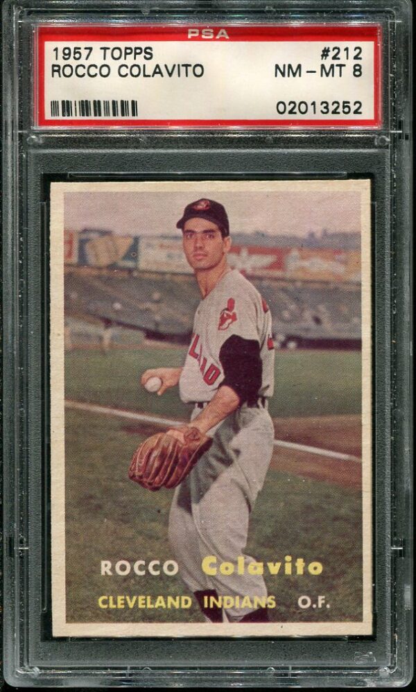 Authentic 1957 Topps #212 Rocky Colavito PSA 8 Baseball Card