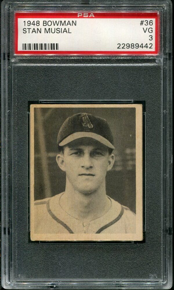 Authentic 1948 Bowman #36 Stan Musial PSA 3 Rookie Baseball Card