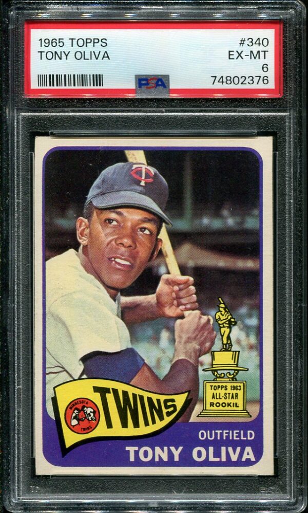 Authentic 1965 Topps #340 Tony Oliva PSA 6 Baseball Card