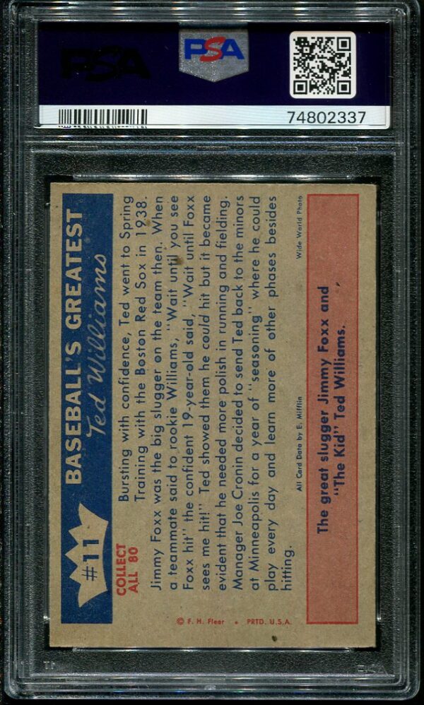 1959 Fleer Ted Williams #11 PSA 5 Baseball Card
