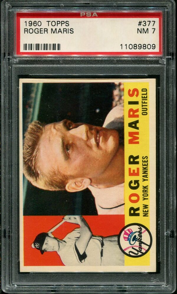 Authentic 1960 Topps #377 Roger Maris PSA 7 Baseball Card