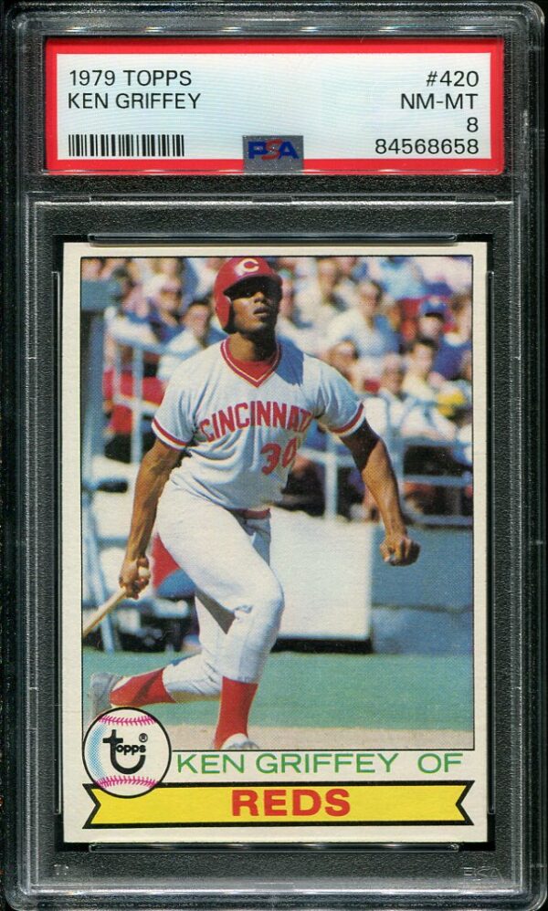 Authentic 1979 Topps #420 Ken Griffey PSA 8 Baseball Card