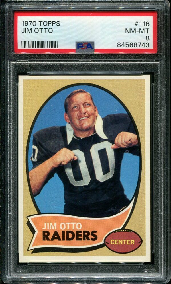 Authentic 1970 Topps #116 Jim Otto PSA 8 Football Card
