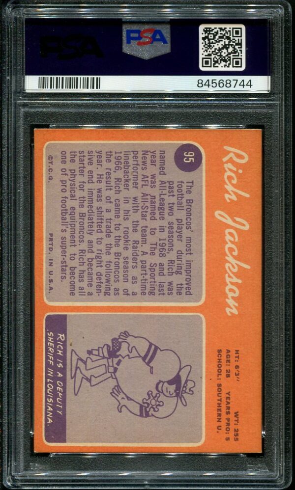 Authentic 1970 Topps #95 Rich Jackson PSA 7 Rookie Football Card