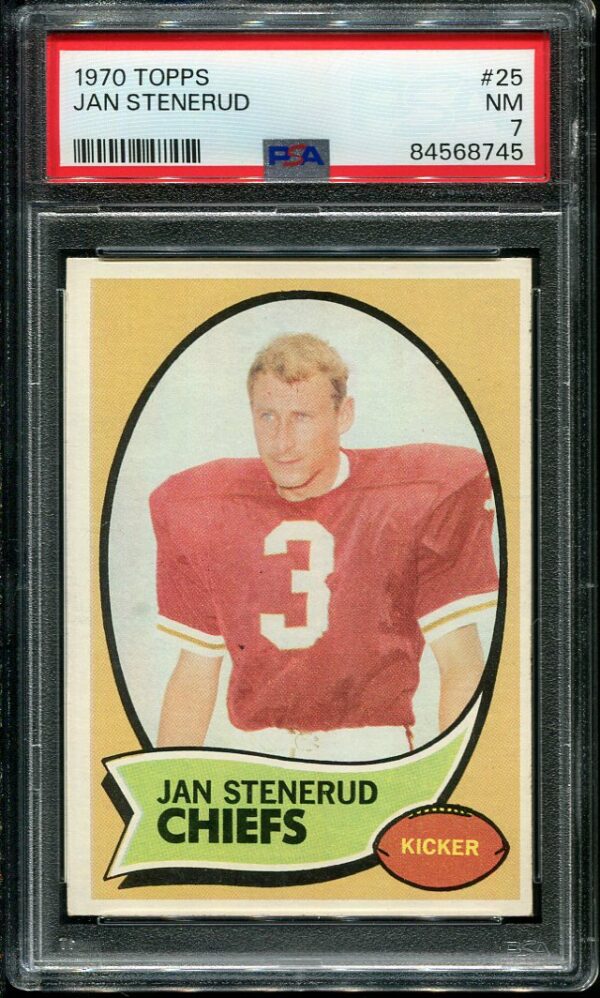 Authentic 1970 Topps #25 Jan Stenerud PSA 7 Rookie Football Card
