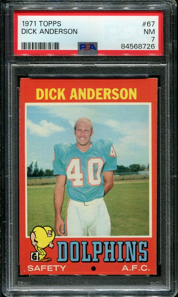 Authentic 1971 Topps #67 Dick Anderson PSA 7 Football Card