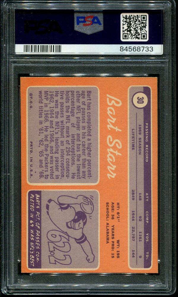 Authentic 1970 Topps #30 Bart Starr PSA 6 Football Card