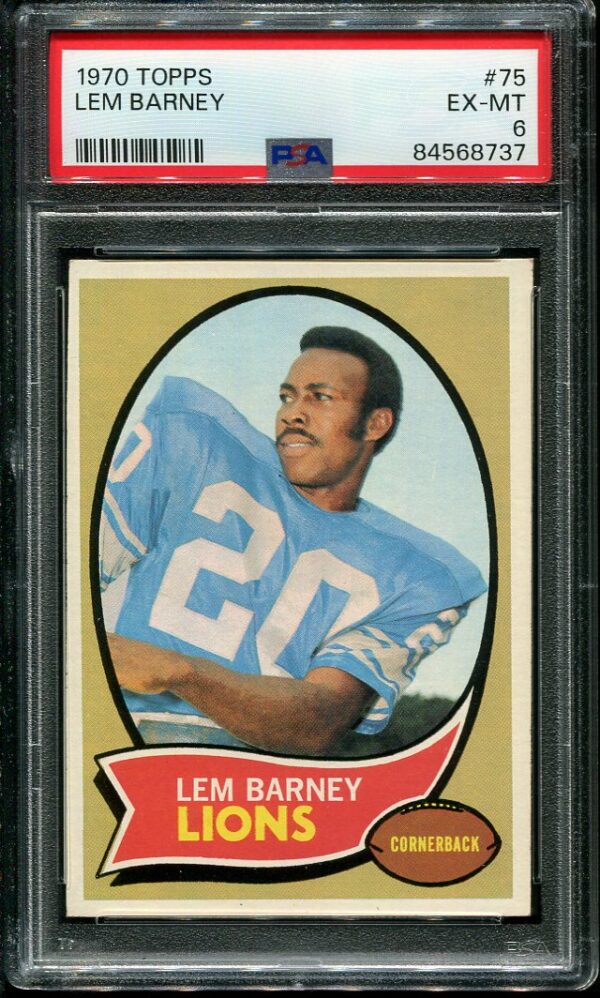 Authentic 1970 Topps #75 Lem Barney PSA 6 Rookie Football Card
