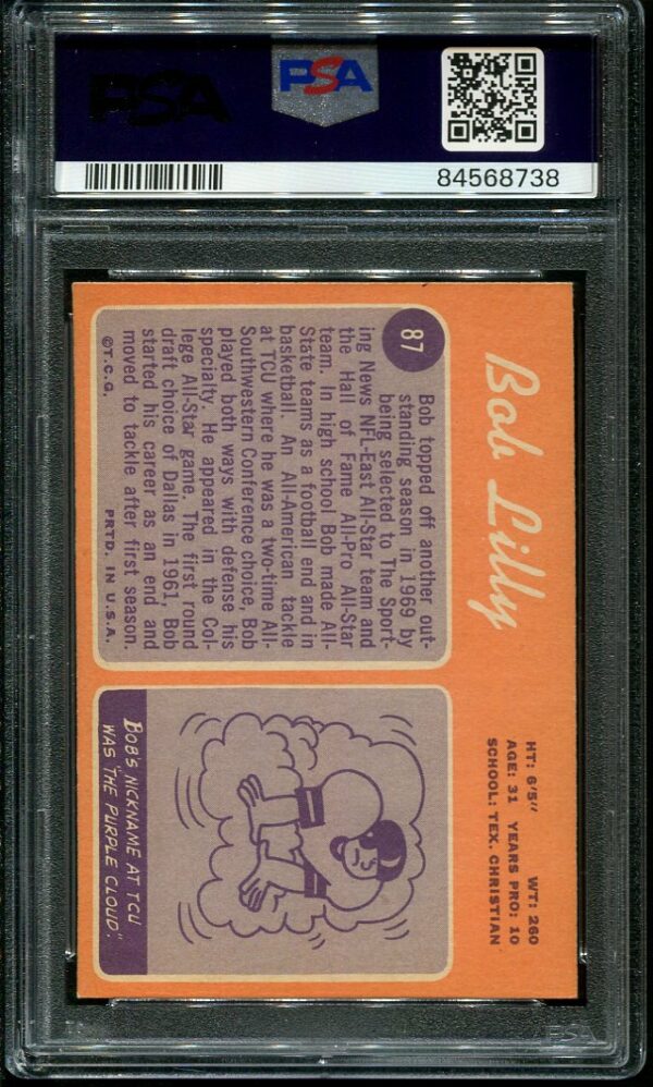 Authentic 1970 Topps #87 Bob Lilly PSA 8 Football Card