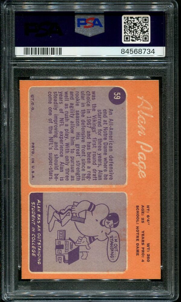 Authentic 1970 Topps #59 Alan Page PSA 7 Rookie Football Card
