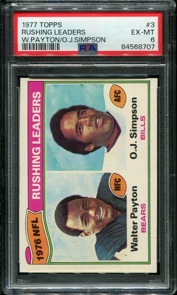 Authentic 1977 Topps #3 Rushing Leaders PSA 6 Football Card