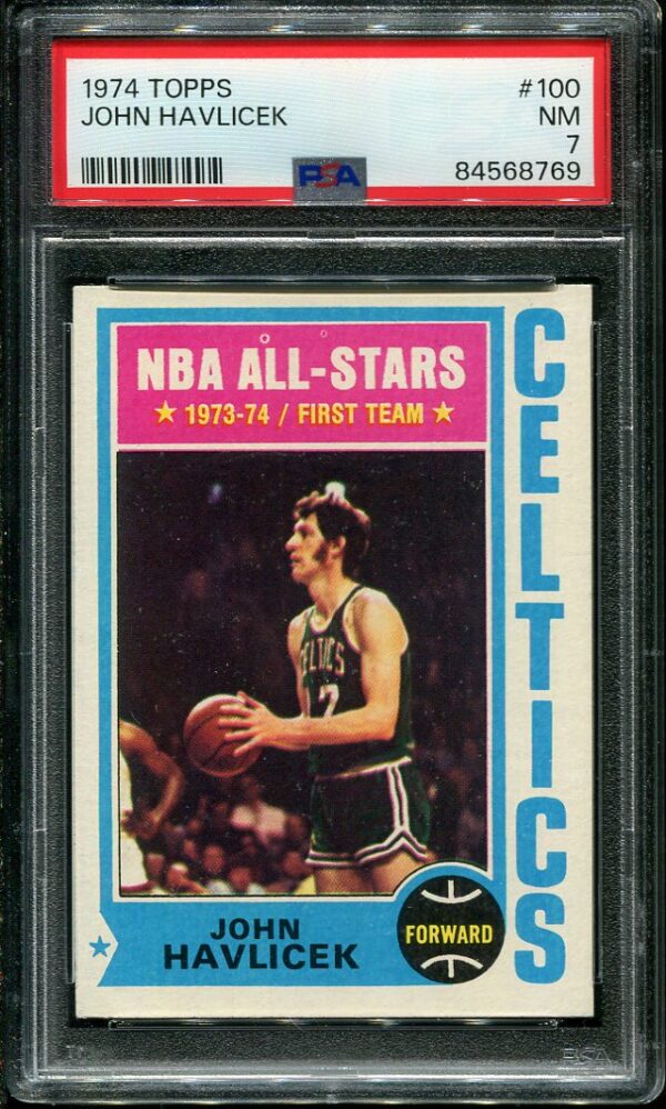 Authentic 1974 Topps #100 John Havlicek PSA 7 Basketball Card