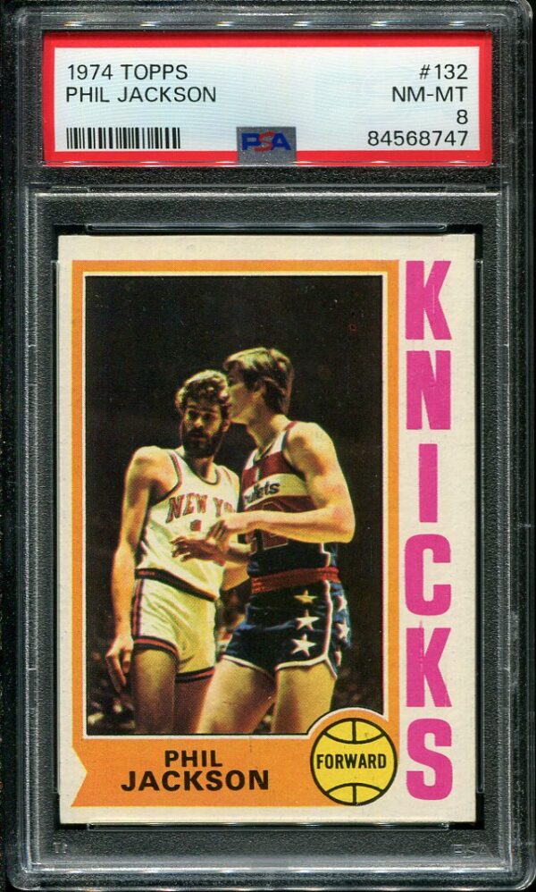 Phil Jackson's 1974 Topps #132 basketball card with a NM-MT PSA 8 grade