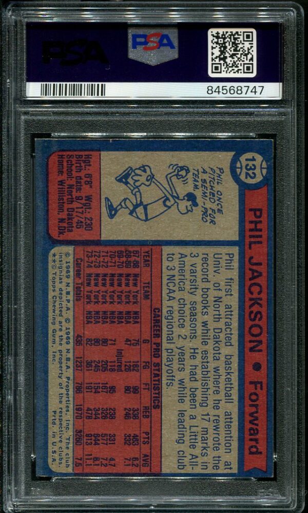 Phil Jackson's 1974 Topps #132 basketball card with a NM-MT PSA 8 grade