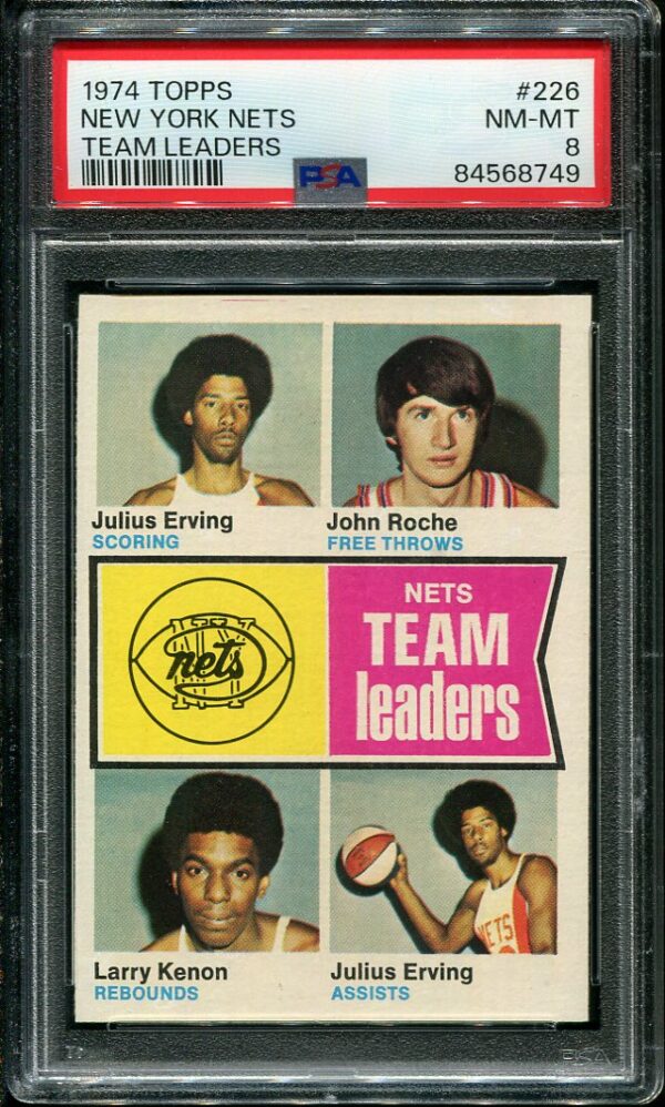 Authentic 1974 Topps #226 Julius Erving PSA 8 Basketball Card