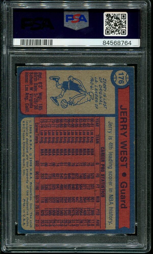 Authentic 1974 Topps #176 Jerry West PSA 6 Basketball Card